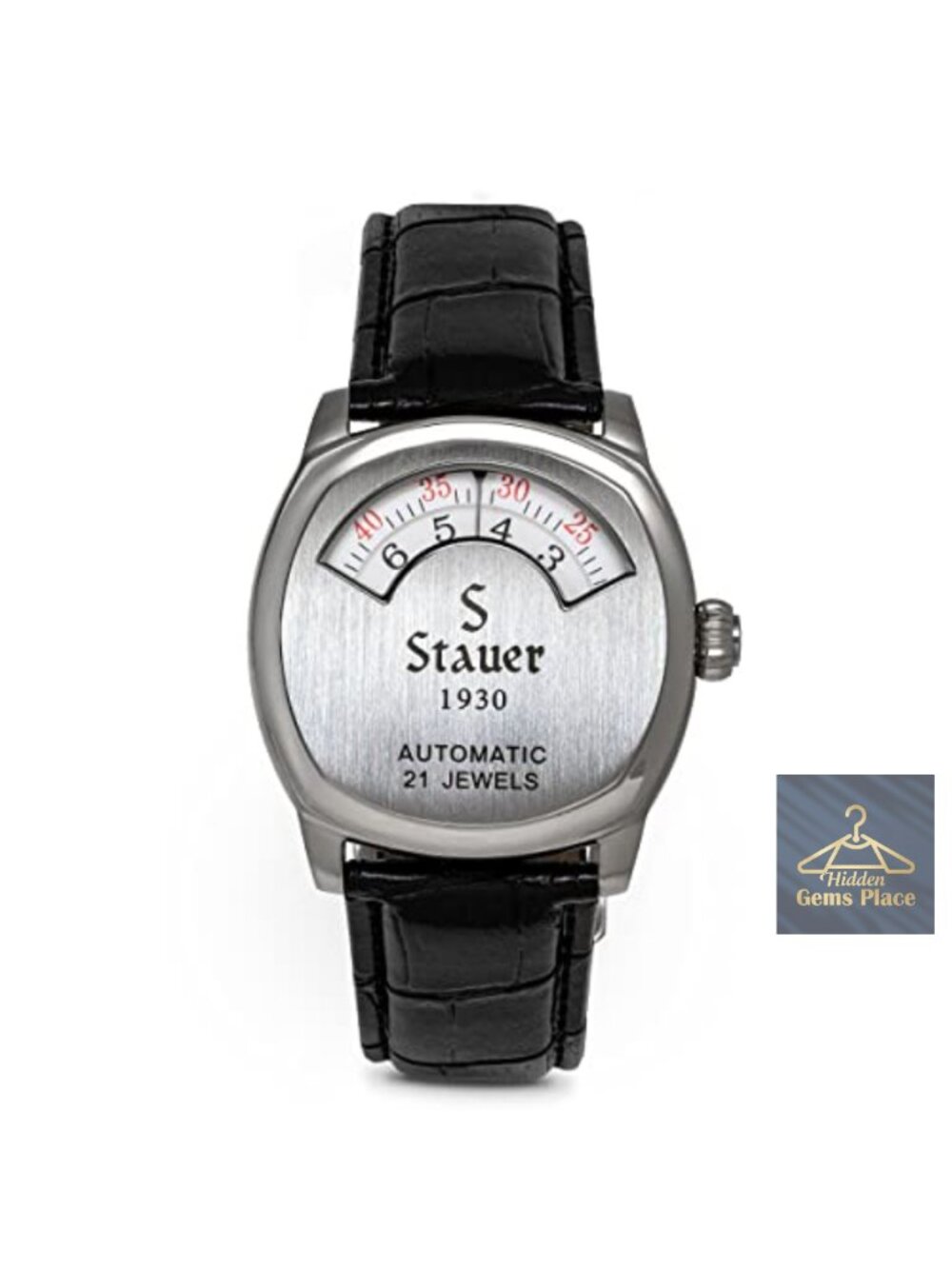 Men's Automatic Wrist Watch with Leather Band and Stainless Steel Case -